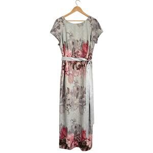 Adrianna Papell Floral Matelassé Gown Metallic Jacquard Maxi Dress Women’s 16W